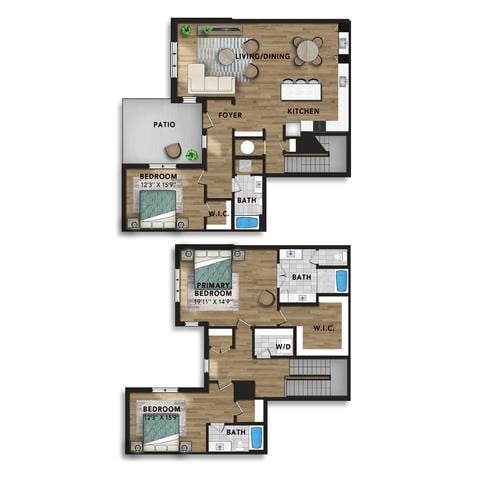 Floor plan for 3 beds, 3 baths, 2718 sqft