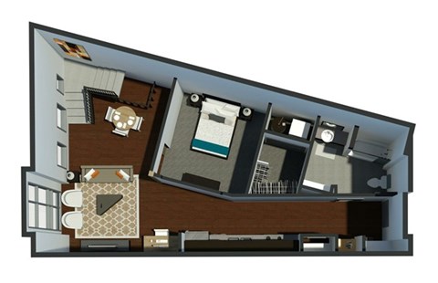 Floor plan for 2 beds, 2 baths, 1114 sqft