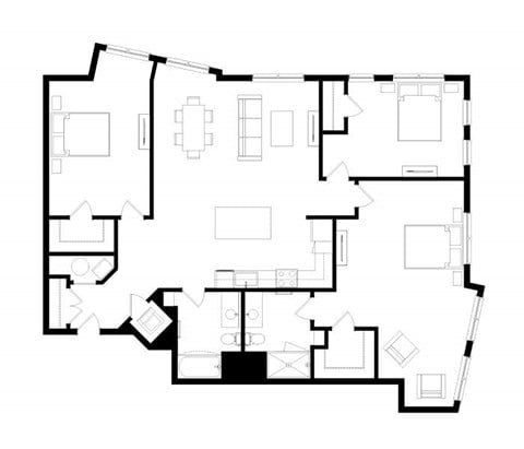 Floor plan for 3 beds, 2 baths, 1679 sqft