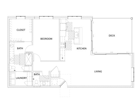 Floor plan for 2 beds, 2 baths, 1270 sqft
