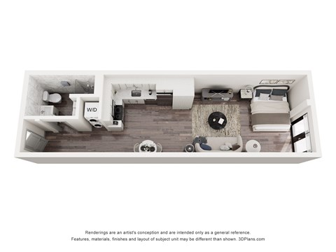 Floor plan for studio, 1 bath, 467 sqft