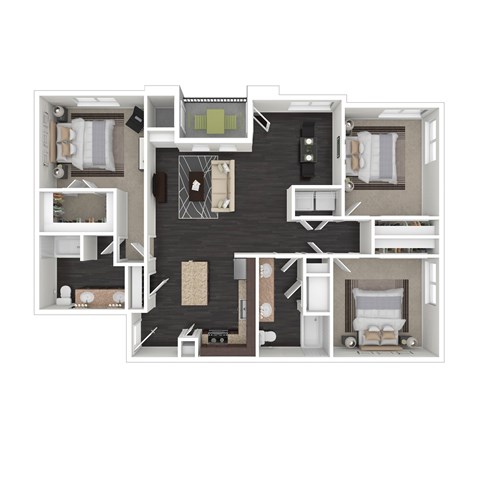 Floor plan for 3 beds, 2 baths, 1526 sqft