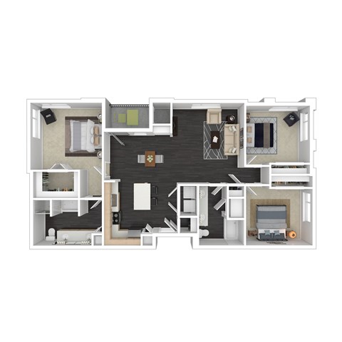 Floor plan for 3 beds, 2 baths, 1502 sqft