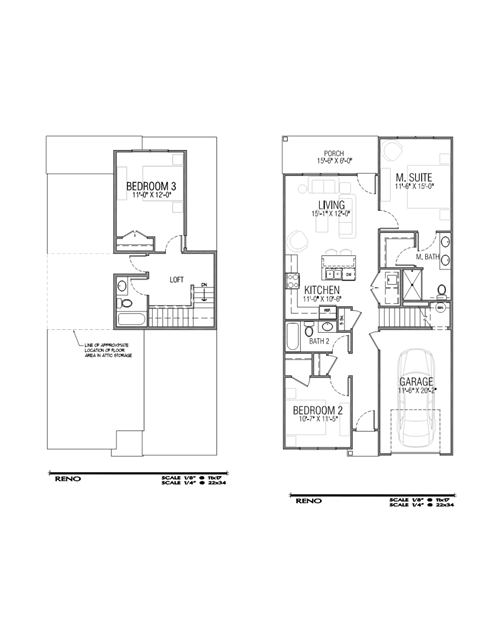 Floor plan for 3 beds, 3 baths, 1411 sqft