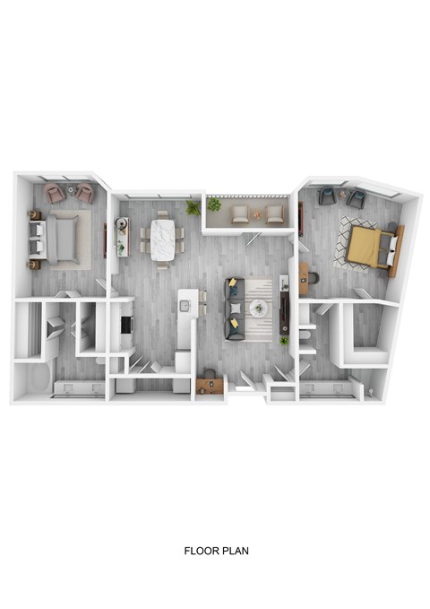 Floor plan for 2 beds, 2 baths, 1395 sqft