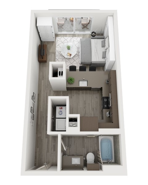 Floor plan for studio, 1 bath, 480 sqft