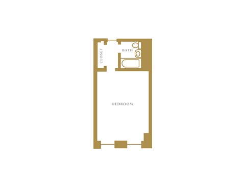 Floor plan for studio, 1 bath, 350 sqft