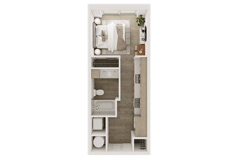 Floor plan for studio, 1 bath, 360 sqft