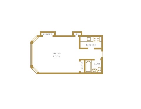 Floor plan for studio, 1 bath, 469 sqft