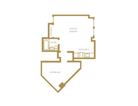 Floor plan for studio, 1 bath, 505 sqft