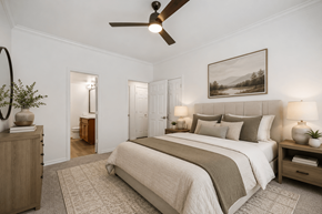 Dallas apartment for rent - A bedroom with a large bed at St Moritz in Dallas Texas