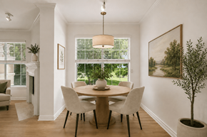 Dallas apartment for rent - A dining room with a table at St Moritz in Dallas Texas