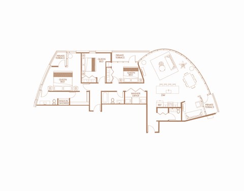 Floor plan for 3 beds, 2.5 baths, 1924 sqft