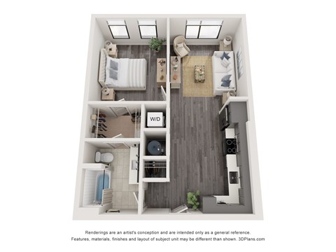 Floor plan for 1 bed, 1 bath, 710 sqft