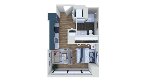 Floor plan for studio, 1 bath, 404 sqft