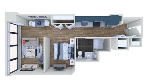 Floor plan for studio, 1 bath, 538 sqft