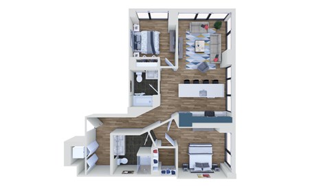 Floor plan for 2 beds, 2 baths, 1026 sqft