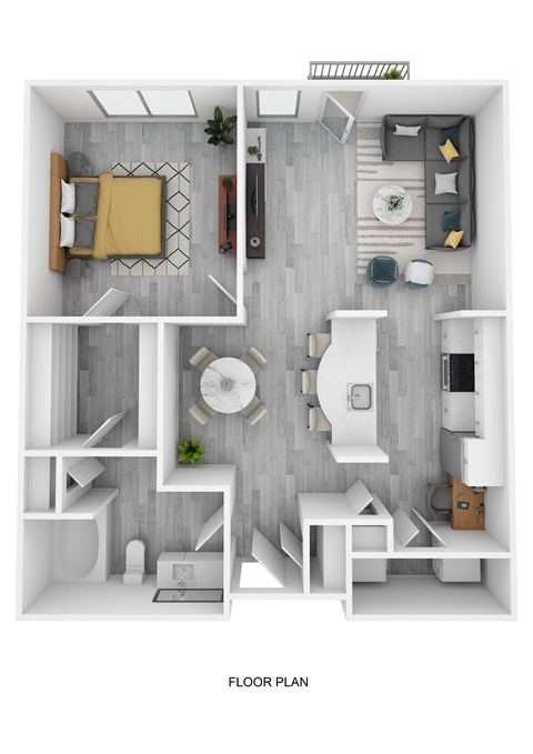 Floor plan for 1 bed, 1 bath, 771 sqft