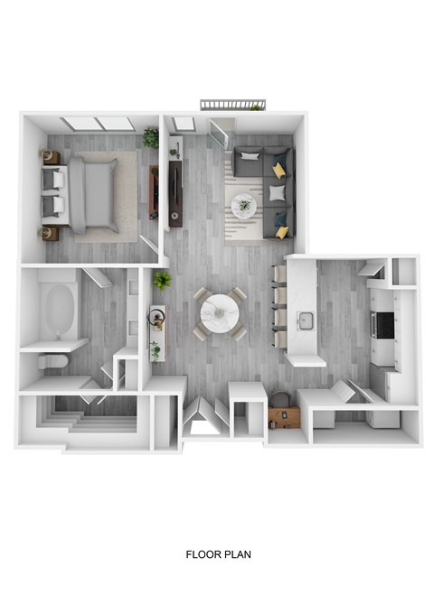 Floor plan for 1 bed, 1 bath, 778 sqft