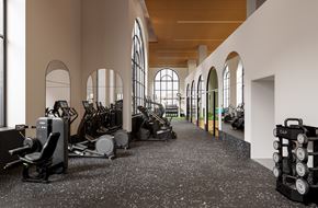 Albany apartment for rent - A gym with a variety of equipment including treadmills, stationary bikes, and weight machines.