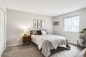Coon Rapids apartment for rent - a bedroom with a bed and a window