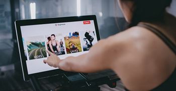 Fitness center with expresso virtual spin bike