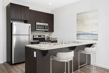 Contemporary white and espresso cabinetry