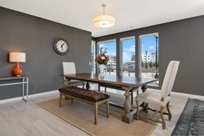 Oak Creek apartment for rent - a dining room with a table and chairs and a large window