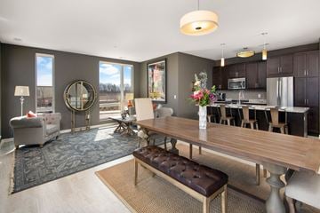 Oak Creek apartment for rent - a living room and dining room with a wooden table
