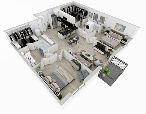 Floor plan for 2 beds, 2 baths, 1123 sqft