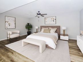 Pleasant Hill apartment for rent - Greenwood, MO Apartments - Tall Grass - Spacious Bedroom With Luxury Vinyl Plank Flooring And Ceiling Fan
