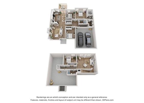 Floor plan for 4 beds, 3 baths, 2024 sqft