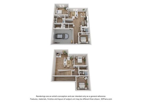Floor plan for 4 beds, 3 baths