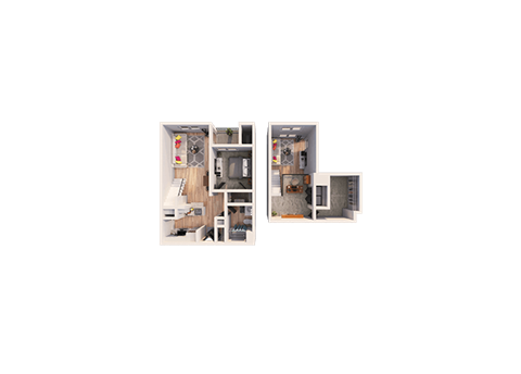 Floor plan for 1 bed, 1 bath, 939 sqft