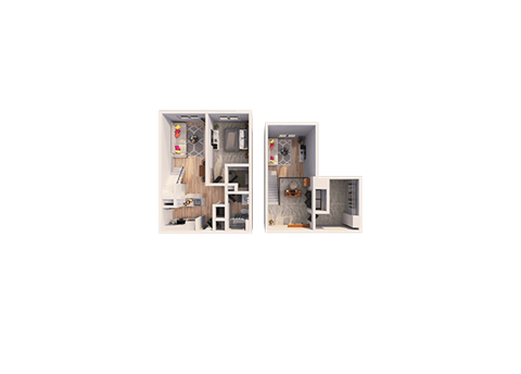 Floor plan for 1 bed, 1 bath, 1001 sqft