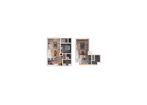 Floor plan for 1 bed, 1 bath, 1005 sqft