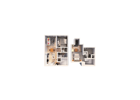 Floor plan for 1 bed, 1 bath, 1054 sqft