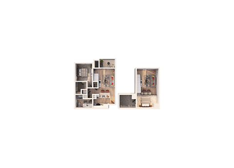 Floor plan for 1 bed, 1 bath, 1110 sqft