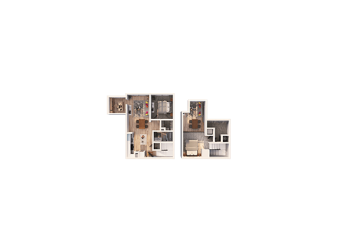 Floor plan for 1 bed, 1 bath, 1153 sqft