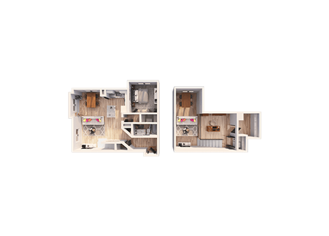 Floor plan for 1 bed, 1 bath, 1212 sqft