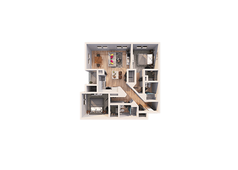 Floor plan for 2 beds, 2 baths, 1060 sqft