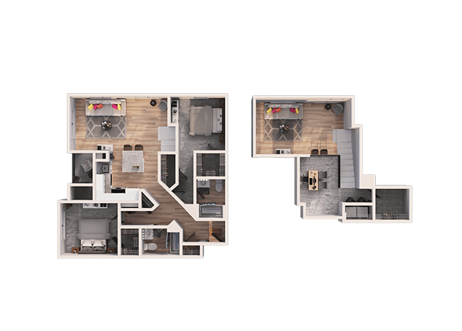 Floor plan for 2 beds, 2 baths, 1339 sqft