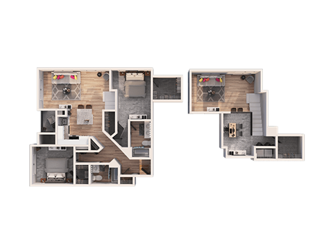 Floor plan for 2 beds, 2 baths, 1403 sqft