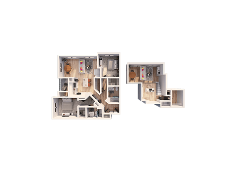 Floor plan for 2 beds, 2 baths, 1439 sqft