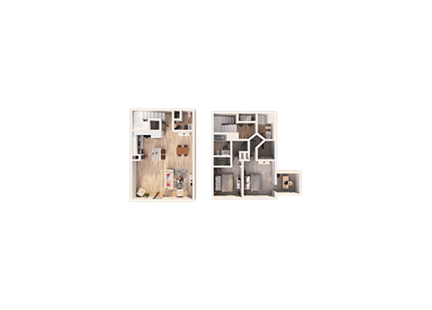 Floor plan for 2 beds, 2 baths, 1541 sqft