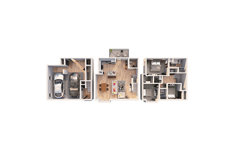 Floor plan for 3 beds, 2 baths, 1734 sqft