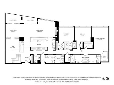 Floor plan for 3 beds, 3.5 baths, 3553 sqft