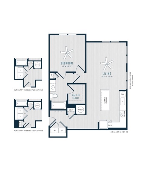 Floor plan for 1 bed, 1 bath, 844 sqft