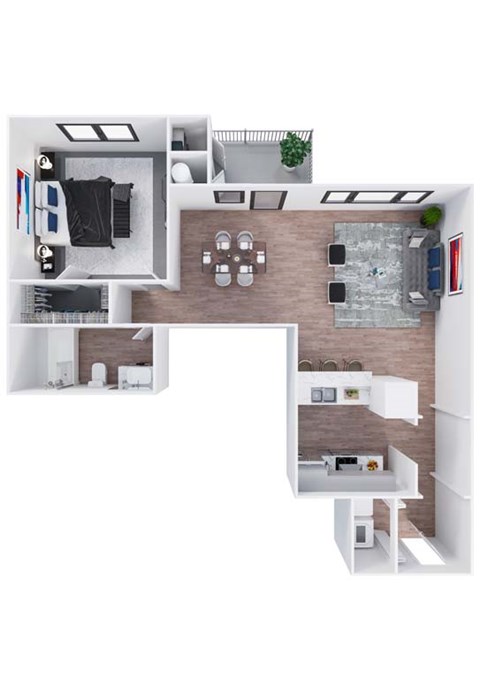 Floor plan for 1 bed, 1 bath, 1134 sqft