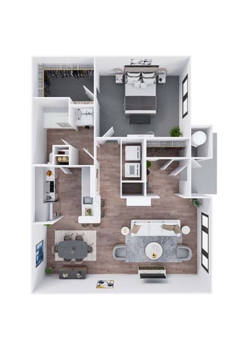 Floor plan for 1 bed, 1 bath, 830 sqft